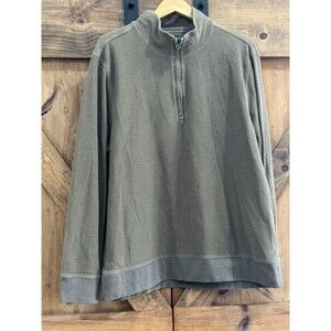 Billy Reid Cotton 1/4 Zip Jacket Mens XXL Green Pullover Sweatshirt Mock neck